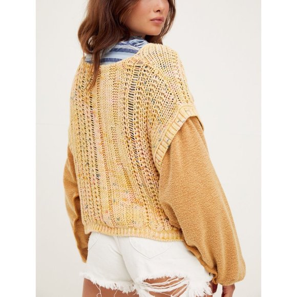 NWT Free People Honey Cable Pullover / Honeycomb Combo - Picture 2 of 5